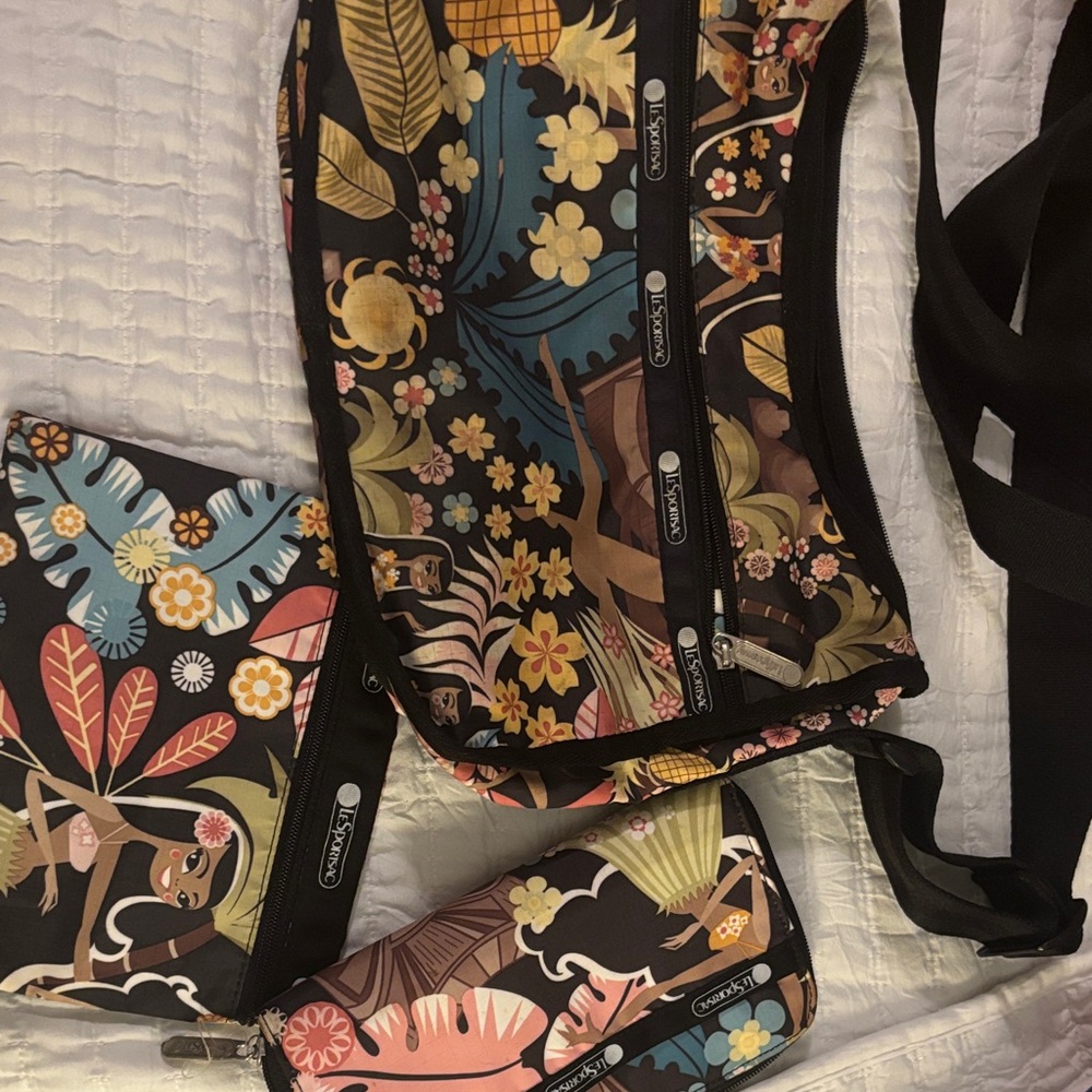 LeSportsac Black and Multicolor Floral Bags